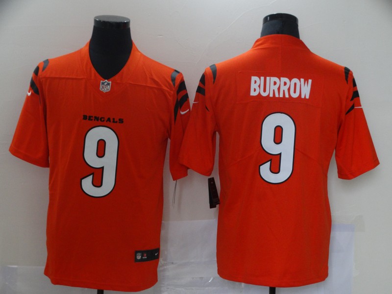 Men's Cincinnati Bengals #9 Joe Burrow 2021 New Orange Vapor Untouchable Limited Stitched NFL Jersey