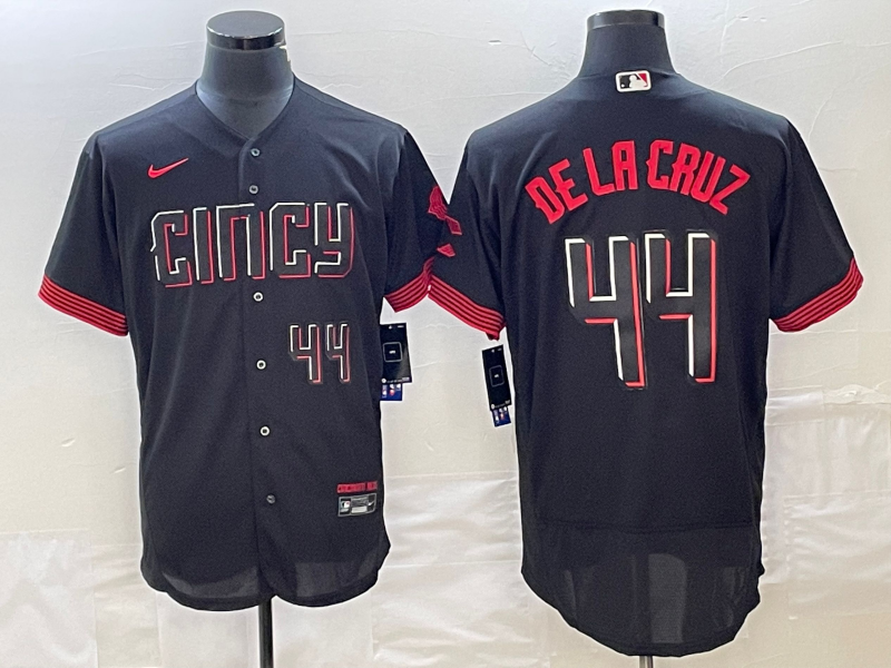 Men's Cincinnati Reds #44 Elly De La Cruz Number Black 2023 City Connect Cool Base Stitched Jerse