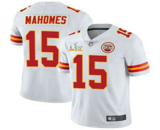 Men's Kansas City Chiefs #15 Patrick Mahomes White 2021 Super Bowl LV Vapor Untouchable Stitched Nike Limited NFL Jerse