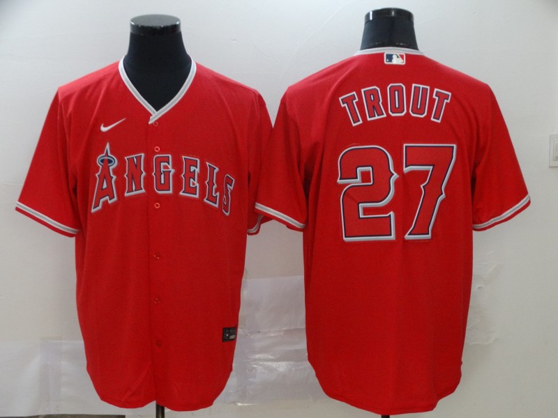 Men's Los Angeles Angels #27 Mike Trout  Nike Red Jersey