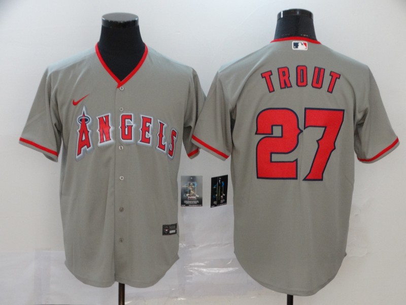 Men's Los Angeles Angels #27 Mike Trout  Nike gray Jersey