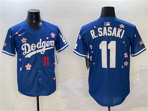 Men's Los Angeles Dodgers #11 Roki Sasaki Royal 2025 Tokyo Series Limited Stitched Baseball Jersey