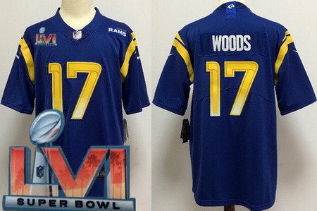 Men's Los Angeles Rams #17 Robert Woods Limited Blue 2022 Super Bowl LVI Bound Vapor  NFL Jersey