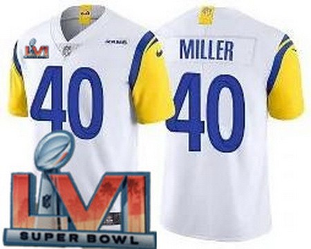 Men's Los Angeles Rams #40 Von Miller Limited White Alternate 2022 Super Bowl LVI Bound Vapor  NFL Jersey