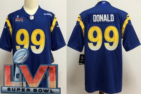 Men's Los Angeles Rams #99 Aaron Donald Limited Royal 2022 Super Bowl LVI Bound Vapor  NFL Jersey