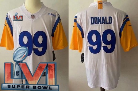 Men's Los Angeles Rams #99 Aaron Donald Limited White Alternate 2022 Super Bowl LVI Bound Vapor  NFL Jersey
