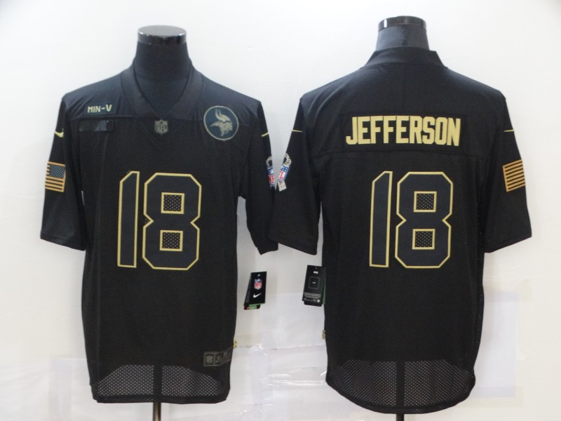 Men's Minnesota Vikings #18 Justin Jefferson Black 2020 Salute To Service Stitched NFL Nike Limited