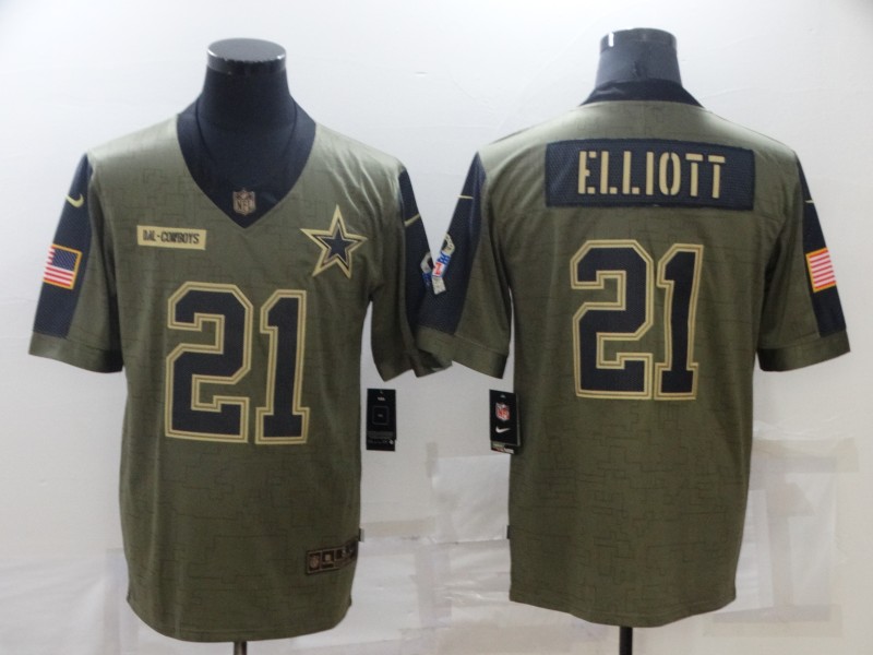 Men's Nike Ezekiel Elliott #21 Olive Dallas Cowboys 2021 Limited Jersey