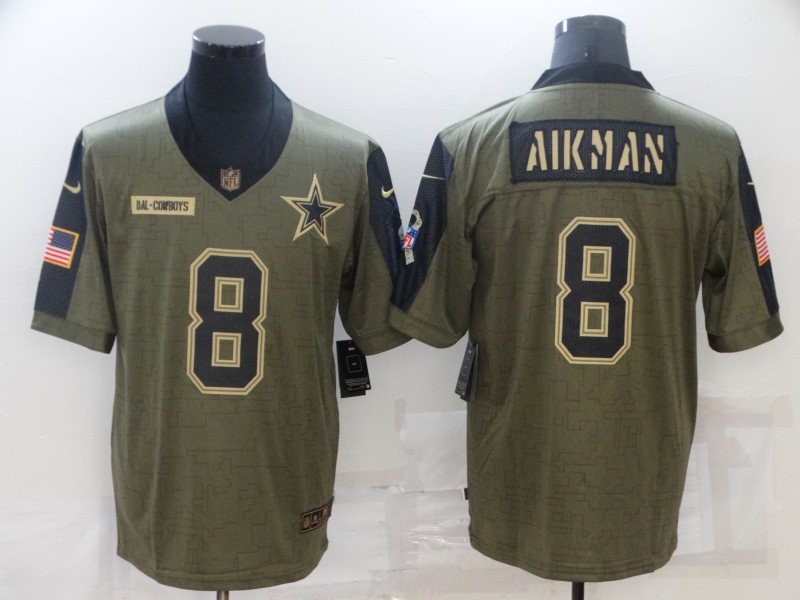 Men's Nike Troy Aikman #8  Olive Dallas Cowboys 2021 Limited Jersey