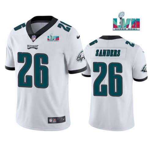 Men's Philadelphia Eagles #26 Miles Sanders Gray Super Bowl LVII Patch Atmosphere Fashion Stitched Game Jersey