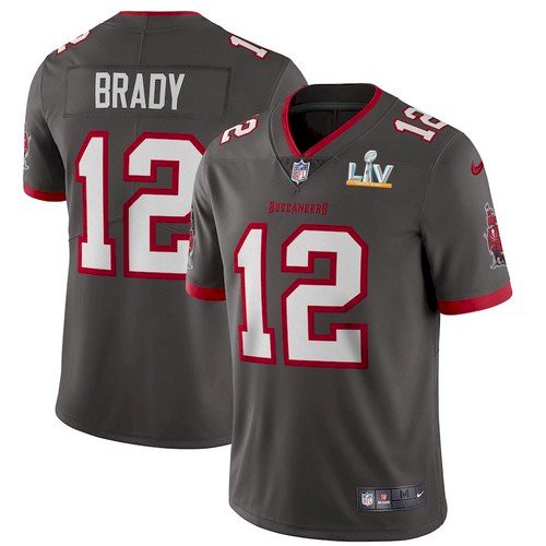 Men's Tampa Bay Buccaneers #12 Tom Brady  2021 Super Bowl LV Jerse Grey