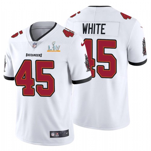 Men's Tampa Bay Buccaneers Devin White # 45 White Nike 2021 Super Bowl LV Jersey