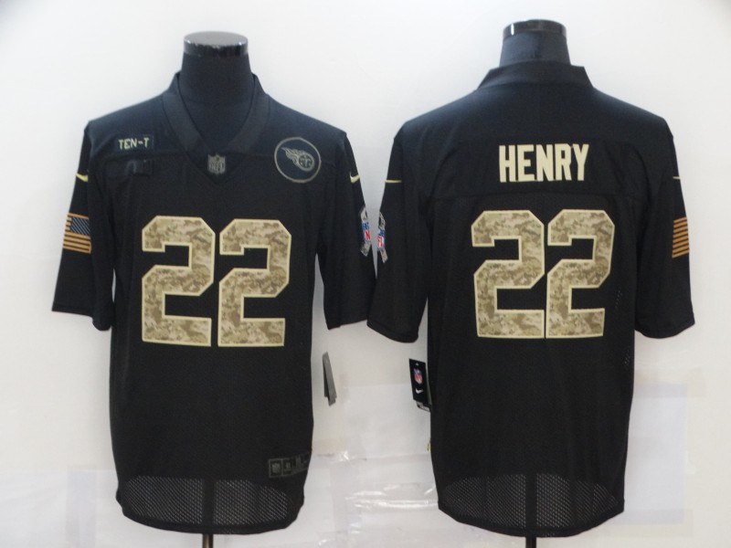 Men's Tennessee Titans #22 Derrick Henry Black Camo 2020 Salute To Service Stitched NFL Limited Jersey