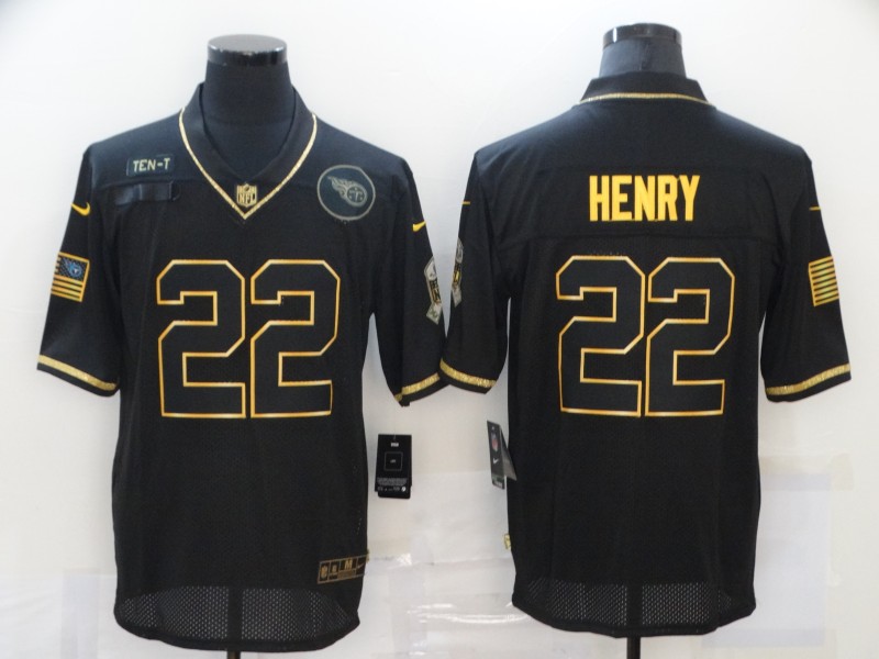 Men's Tennessee Titans #22 Derrick Henry Black Gold 2020 Salute To Service Stitched Nike Jersey