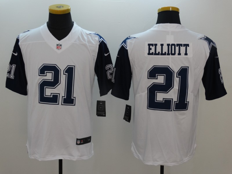 Men Nike Dallas Cowboys 21 Ezekiel Elliott  Color Rush White Vapor Limited  NFL Jersey.